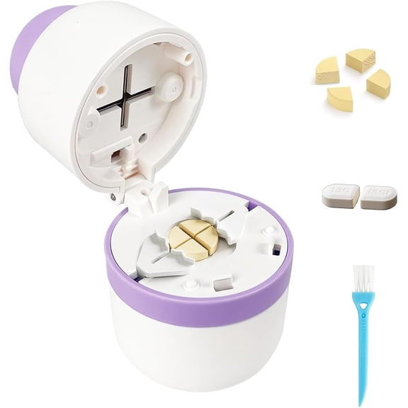 SONGAUN 1/4 Pill Cutter with Storage, Professional 1/2 Pill Splitter for Small or Large Pills, Precise & Easy Stainless Steel Blade(Blue)