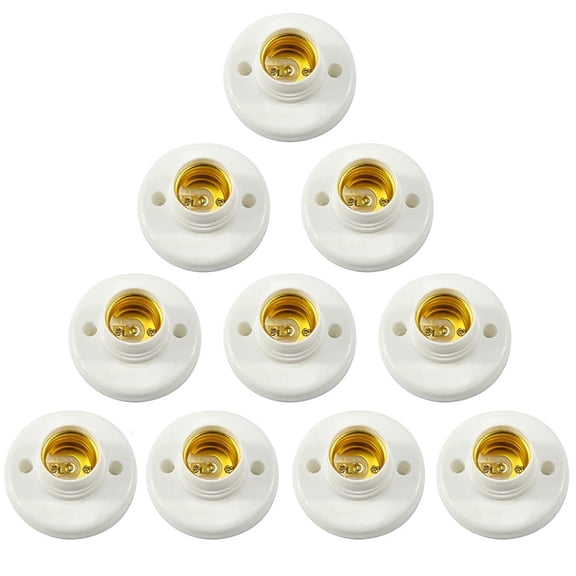 SONGAUN 10 Pack E27 Lamp Socket, LED Light Bulb Base, E27 Wall Socket, No Cable, Plastic Ceiling Socket for Bulbs, White
