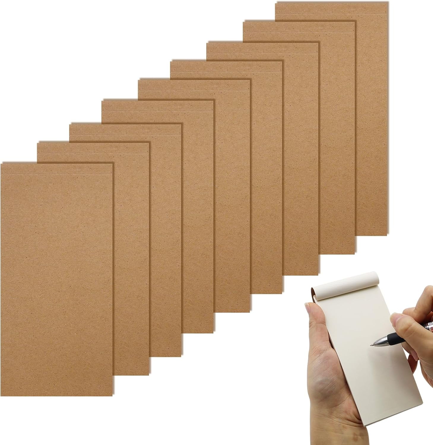 SONGAUN 10 Pieces Flip Book Blank 14 x 7 cm Mini Kraft Sketchbook Small Pocket Drawing Paper 100 Pages Small Note Books Sewn Binding for Cartoon Memos Animation Sketching Travel Reporter