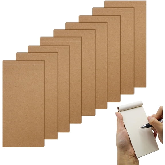 SONGAUN 10 Pieces Flip Book Blank 14 x 7 cm Mini Kraft Sketchbook Small Pocket Drawing Paper 100 Pages Small Note Books Sewn Binding for Cartoon Memos Animation Sketching Travel Reporter