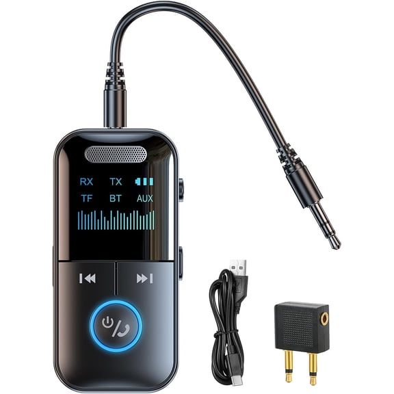 SONGAUN 2 in 1 Bluetooth 5.4 Transmitter Receivers for HiFi, Amplifiers, Aux Bluetooth Receiver, Bluetooth Receiver 3.5mm Jack Wireless Aux Bluetooth Adapter for TV, Airplane, Headphone,Speaker, Car