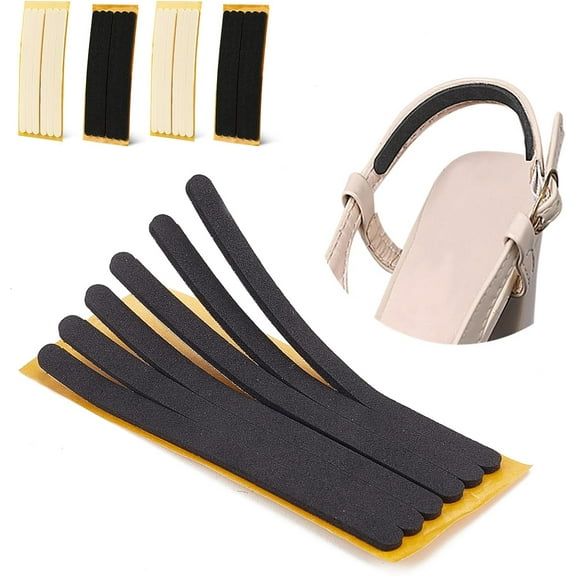 SONGAUN 24 PCS Women Strap Cushion Insert Heel Grips, Adhesive Heel Liners Anti Slip Shoe Pads Foot Pain Relief Products, Black and Beige Thin Heel Straps for High Heels Women Men Loose Shoes