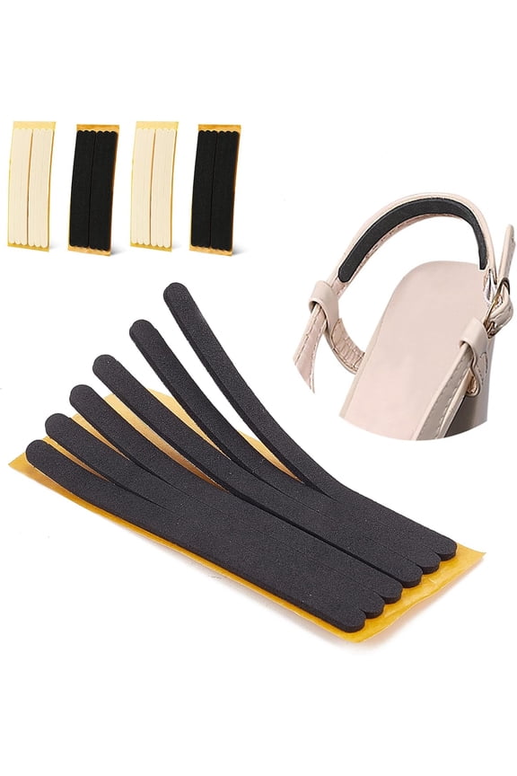 24 PCS Women Strap Cushion Insert Heel Grips, Adhesive Heel Liners Anti Slip Shoe Pads Foot Pain Relief Products, Black and Beige Thin Heel Straps for High Heels Women Men Loose Shoes