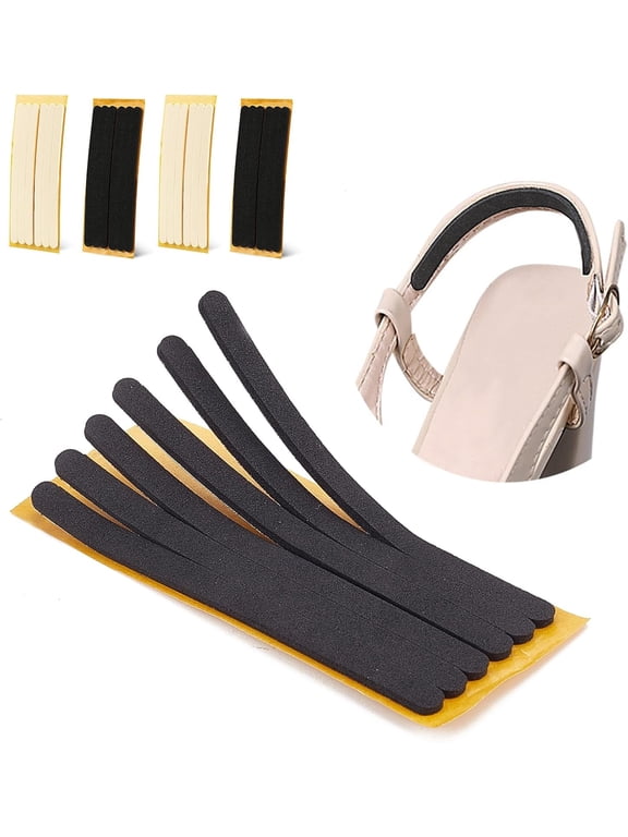 24 PCS Women Strap Cushion Insert Heel Grips, Adhesive Heel Liners Anti Slip Shoe Pads Foot Pain Relief Products, Black and Beige Thin Heel Straps for High Heels Women Men Loose Shoes