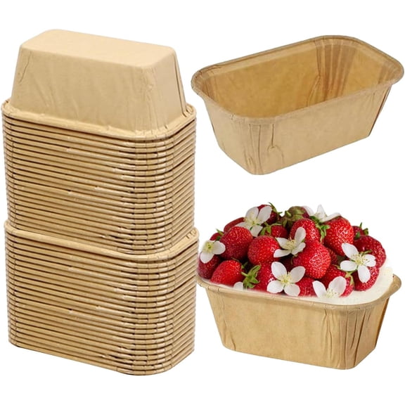 SONGAUN 50 PCS Mini Loaf Cake Cases - Greaseproof, Non-Stick, Baking Cups for Cupcakes, Cakes, and Desserts