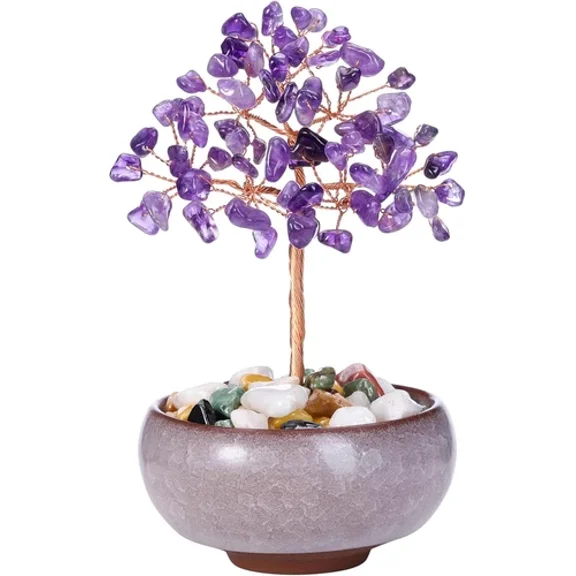 SONGAUN 9 Branches Tree of Life Crystal Tree, Crystal Gemstone Tree, Money Tree, Feng Shui Bonsai Tree, Crystals & Healing Stones, Office Desktop Decoration Spiritual Gifts