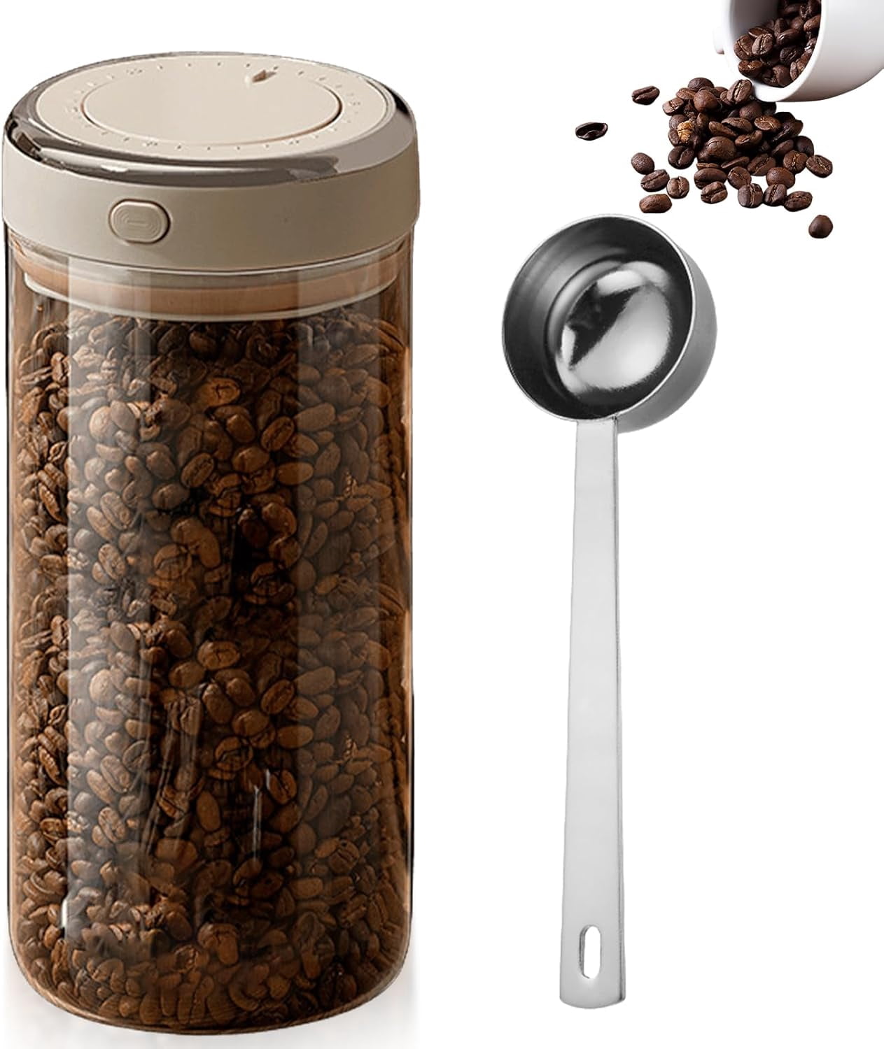 SONGAUN Airtight Coffee Canister with One-Way CO2 Valve: 1700ML ...