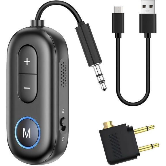 SONGAUN Bluetooth 5.3 Transmitter Receiver 2 in 1 Dual Pairing Wireless Aux Bluetooth Adapter Compatible with 2 AirPods and Wireless Headphones for TV, Airplane, Home Stereo, Speakers, Headphone, Car
