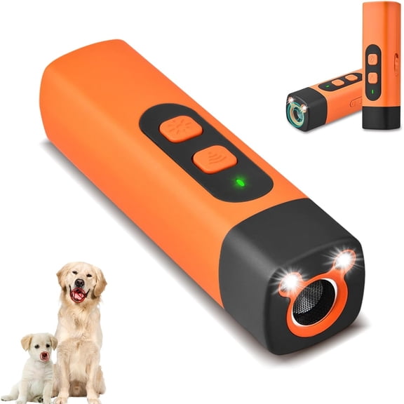 SONGAUN Dog Bark Deterrent Devices, Rechargeable Anti Barking Device for Dogs, 3 Modes & LED Light Ultrasonic Dog Trainer Indoor Outdoor, Suitable for Training to Improve Bad Behavior (Orange)