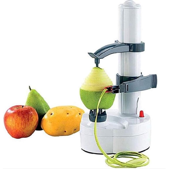 SONGAUN Electric Peeler Automatic Rotating Potato Apple Fruit Vegetable Peeling Machine Stainless Steel Kitchen Peeler Tool (White)