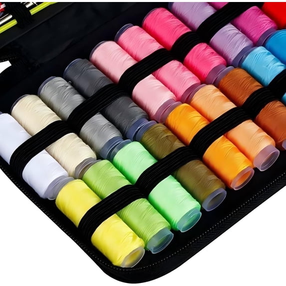 SONGAUN Eleeferri 99Pcs Portable Sewing Box Kit, Home Travel Sewing Thread Stitches Scissors Needles Button Sewing Starter Kits Sewing Supplies for Grandma, Mom, Friend, Traveler, Adults, Beginner