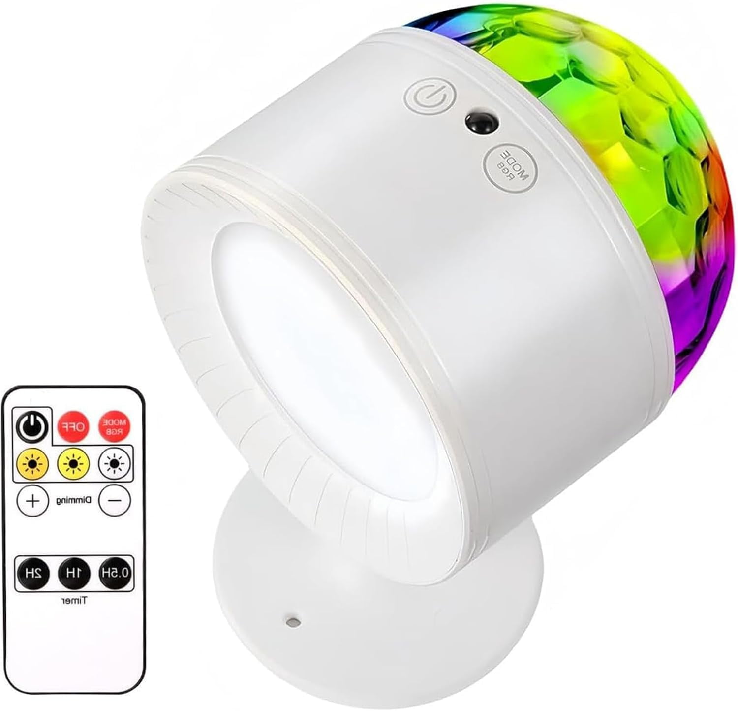 SONGAUN Glow Right Disco Wall Light – Cordless Rechargeable LED Wall Sconce with Remote Control, 3 Color Temperatures & Sound-Activated Disco Ball Mode, for Bedroom, Living Room