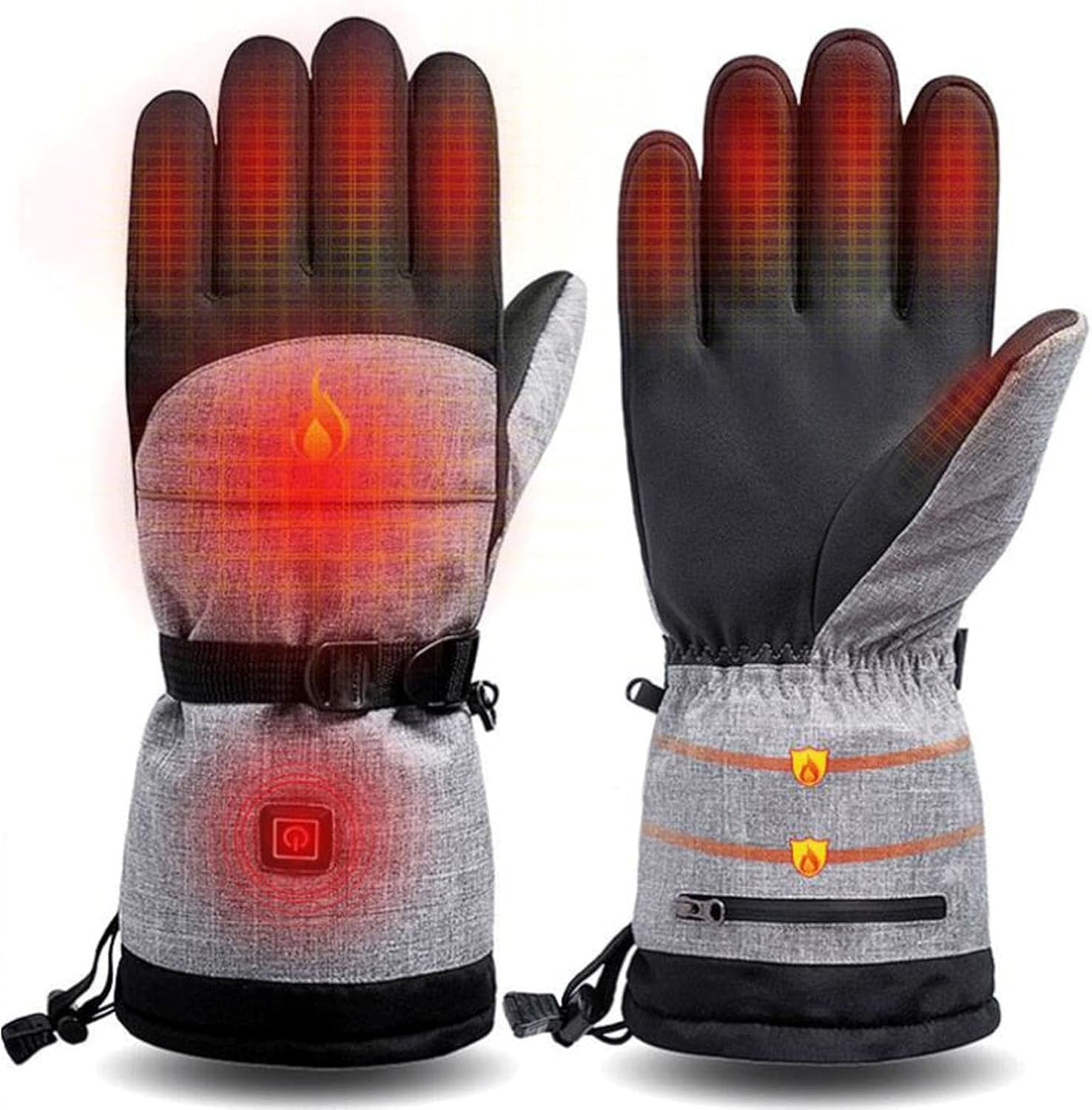 SONGAUN Heated Gloves for Men Women, Rechargeable Hand Warmer with Touchscreen, Waterproof Electric Heated Ski Glove for Winter Outdoor Work Hunting Camping Snowboarding Hiking