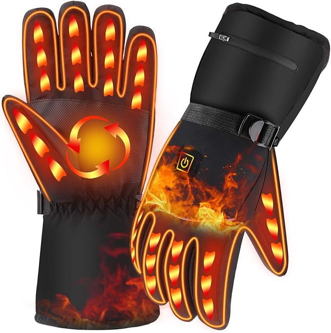 SONGAUN Heated Gloves for Men Women, Rechargeable Hand Warmer with Touchscreen, Waterproof Electric Heated Ski Glove for Winter Outdoor Work Hunting Camping Snowboarding Hiking