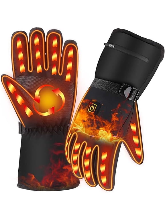 Heated Gloves for Men Women, Rechargeable Hand Warmer with Touchscreen, Waterproof Electric Heated Ski Glove for Winter Outdoor Work Hunting Camping Snowboarding Hiking