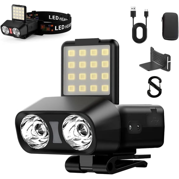 SONGAUN HomeBeyond Hat Light with Motion Sensor, 900 Lumens Rechargeable Clip on Cap Lights, 90 Adjustable COB Panel, Hands Free Waterproof Headlamp for Running, Camping, Hunting, Cycling