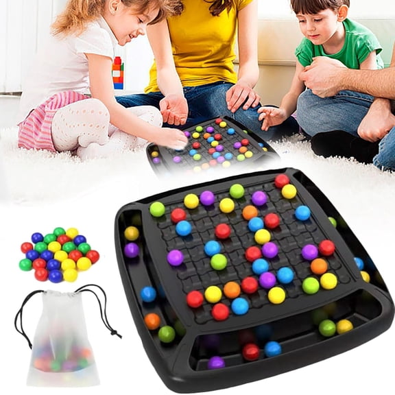 SONGAUN Intellectual Chessboard - Dual Duel, Fun Table Top Strategy Game, Intellectual Chess Board Dual Duel, Colored Marbles Party Family Board Game Birthday (80 Beads)