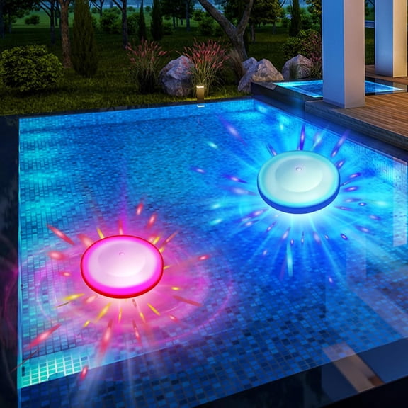 SONGAUN LED Pool Atmosphere Light,6 Lighting Modes, Submersible & Waterproof, Easy Install for Inground/Above Ground Pools, RGB Color-Changing Spa & Party Lights, Pack of 2