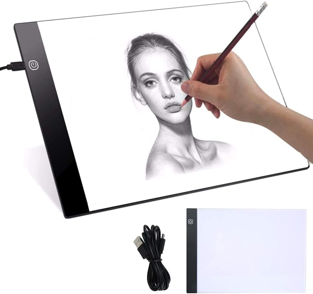 SONGAUN Light Box Drawing A4 LED Light Pad, Ultra-Thin Adjustable Brightness Light Box, Rechargeable Light Up Tracing Pad, Light Pad for Diamond Painting Sketching Stencilling Designing X-ray Viewing