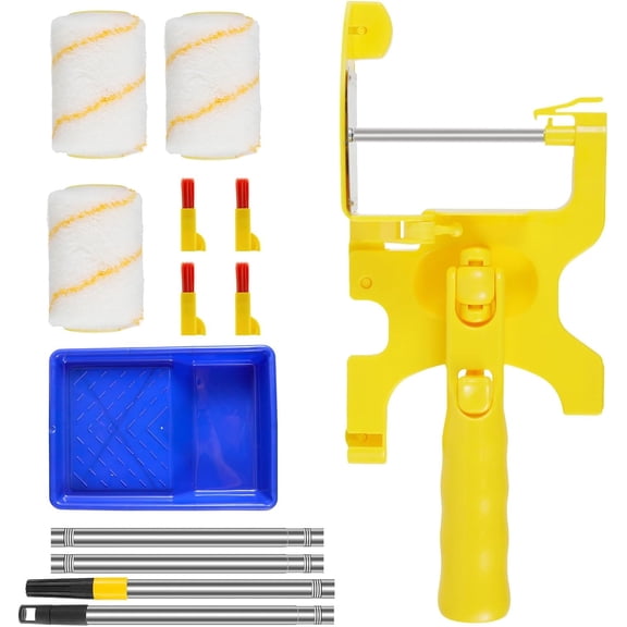 SONGAUN Paint Edger Roller Brush Kit Clean-Cut Wall Paint Roller Handheld Paint Edger Combo Set Trimming Color Separation Paint Roller with Extension Pole and Tray for Window Door Wall US(Colour)