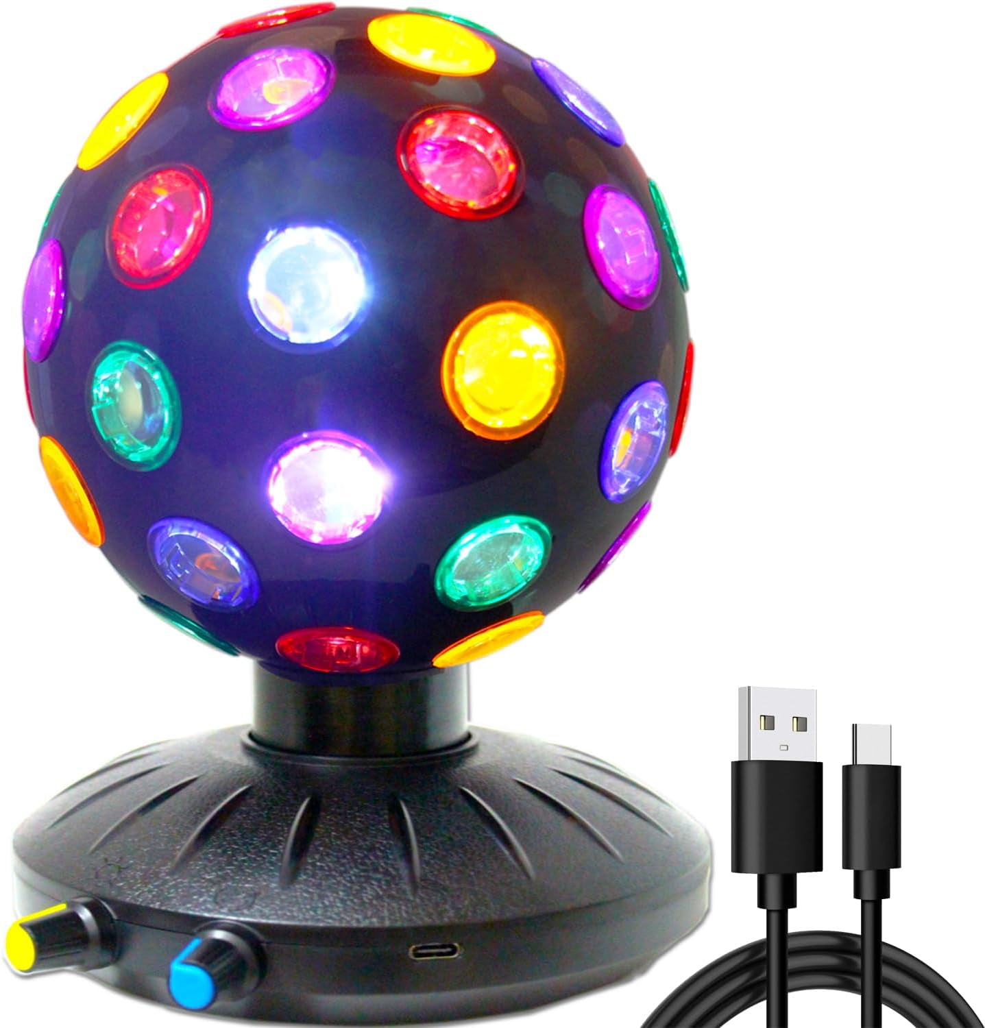 SONGAUN Spinning Disco Ball LED Night Light Projector 360° Rotary Speed/Brightness Adjustable Lamp for Parties, Lighting, Halloween, Christmas, Birthday, Holiday, Club, Bar (USB/Battery Operation)