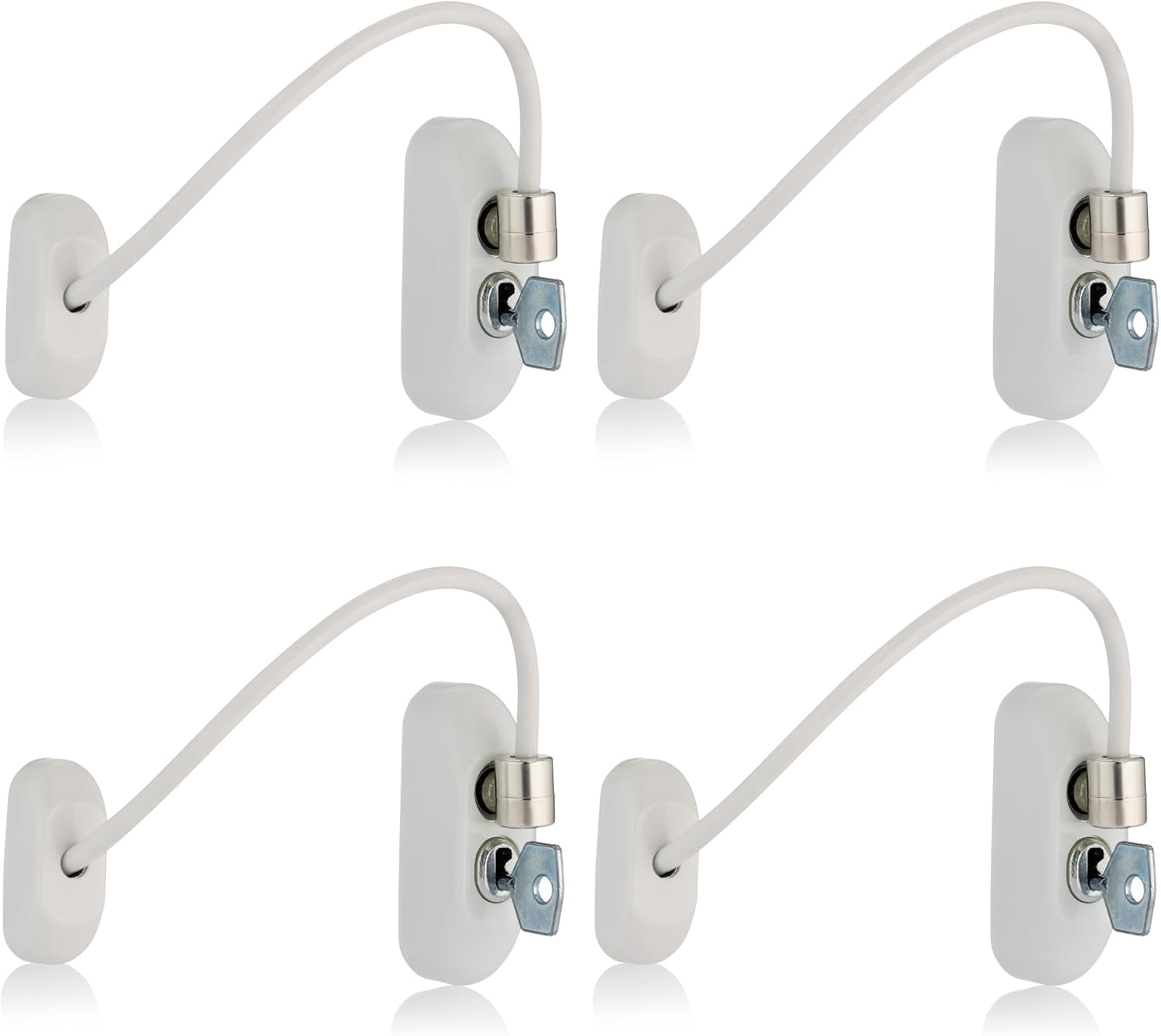 SONGAUN Viper Key Locking Cable Window Restrictor in White, Durable Window Safety Lock for Child Safety and Window Security