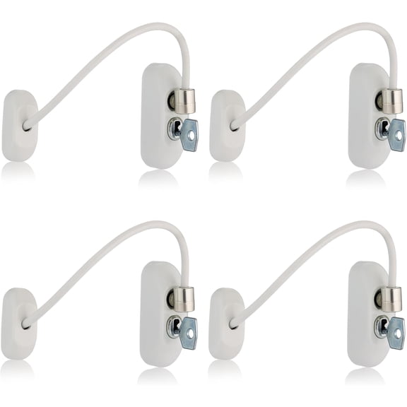 SONGAUN Viper Key Locking Cable Window Restrictor in White, Durable Window Safety Lock for Child Safety and Window Security