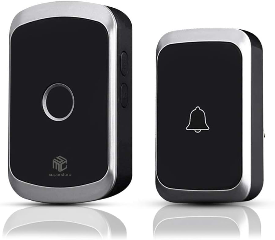 SONGAUN Wireless Doorbell MSC Cordless Battery Operated Waterproof Door Bell 300m Ultra Long Range 36 Chime 4-Level Volume Door Bells Kit for Home School Office Plug in and Play Blk
