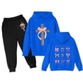 thumbnail image 1 of SONGGE Girls Casual Long Sleeve Hoodie And Joggers Soft Loose Fit Two Piece Outfit Sets Toddler Kids Playwear Bowknot Holiday Clothes Sets, 1 of 2