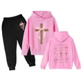 thumbnail image 1 of SONGGE Girls Casual Long Sleeve Hoodie And Joggers Soft Loose Fit Two Piece Outfit Sets Toddler Kids Playwear Bowknot Leisure Clothing Sets, 1 of 2