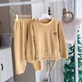 thumbnail image 1 of SONGGE Girls Set Winter Thermal Tops Pants Kids Loungewear Outfit Sets Cozy Flannel Lapel Toddler Children With Grip Socks Long Sleeve Breathable Clothes Sets, 1 of 3