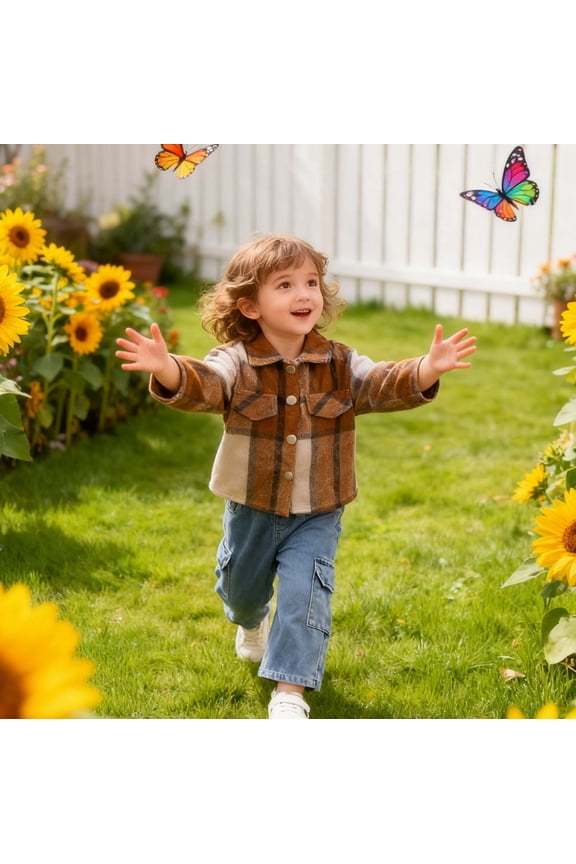 Stylish Girls Outfit Sets Plaid Print Lapel Jacket With Denim Overalls Two Piece Toddler Ensemble For Baby Girl Back To School Classic Clothes Sets