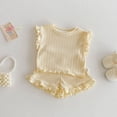 thumbnail image 1 of SONGGE Summer Girls Outfit Sets 2 Piece Stretchy Solid Color Tank Tops With Ruffle Trim And Elastic Waist Shorts Toddler Casual Playwear Back To School Cozy Clothing Sets, 1 of 2