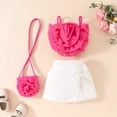 thumbnail image 1 of SONGGE Toddler Baby Girls Mesh Floral Sleeveless Tops + Split Shorts & Mini Purse Set 3Pcs Summer Beach Outfit Sets Cartoon Birthday Clothes Sets, 1 of 7