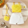 thumbnail image 1 of SONGGE Toddler Baby Girls Mesh Floral Sleeveless Tops + Split Shorts & Mini Purse Set 3Pcs Summer Beach Outfit Sets Cartoon Holiday Clothes Sets, 1 of 4
