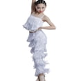 thumbnail image 1 of SONGGE Toddler Girls 2 Piece Latin Ballroom Dance Outfit Sets Tassel Camisole Fringe Pants Modern Dancewear Cartoon Comfort Clothing Sets, 1 of 3