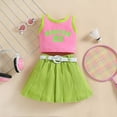thumbnail image 1 of SONGGE Toddler Girls Color Block Letter Print Tank Tops & Denim Skirt Set Summer Casual Outfit Sets Back To School Holiday Clothing Sets, 1 of 7