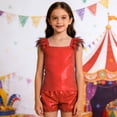 thumbnail image 1 of SONGGE Toddler Girls Glam Performance Outfit Sets Square Collar Sequin Sleeveless Tops And Shorts For Stage Show Party Cartoon Classic Clothes Sets, 1 of 3