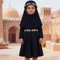 thumbnail image 1 of SONGGE Toddler Girls Long Sleeve Abaya Dress And Scarf Outfit Sets For Baby Kids Cartoon Comfort Clothing Sets, 1 of 8