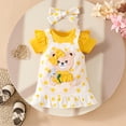 thumbnail image 1 of SONGGE Toddler Girls Short Sleeve O-Neck Romper Bodysuit Cartoon Bear Suspender Skirts Outfit Sets Cartoon Relaxed Fit Clothes Sets, 1 of 4