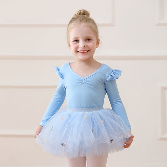 SONGGE Toddler Long Sleeve Ballet Leotard For Girls With Detachable Tutu Skirt Dance Gymnastics Performance Elegant Twirl Outfit Sets For Recital Practice And Cartoon Comfort Clothing Sets