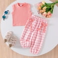 thumbnail image 1 of SONGGE Toddler Outfit Sets Baby Girls Summer Sports Fashion Sleeveless Tops + Pants Two Sets Cartoon Stylish Clothing Sets, 1 of 7