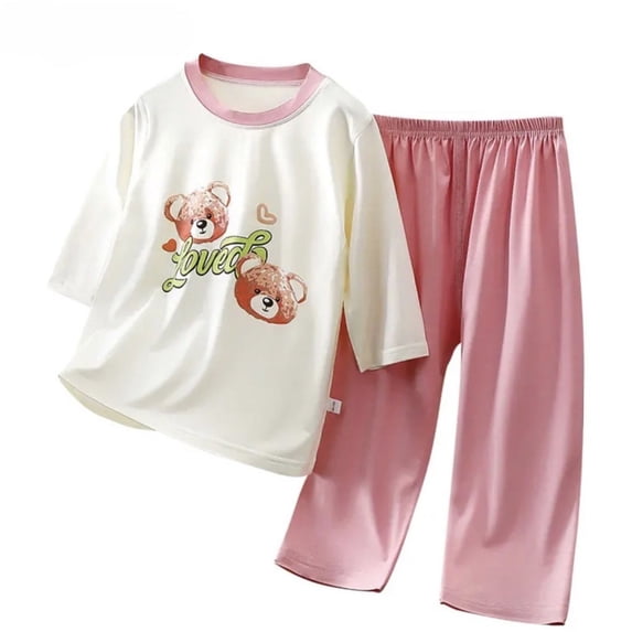 SONGGE Toddler Outfit Sets Boys Girls Graphic Baby Quarter Sleeve Two Piece Home Wear O-Neck T-Shirts Pants Cartoon Relaxed Fit Clothes Sets