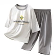thumbnail image 1 of SONGGE Toddler Outfit Sets Boys Girls Graphic Baby Quarter Sleeve Two Piece Home Wear O-Neck T-Shirts Pants Cartoon Versatile Clothes Sets, 1 of 2