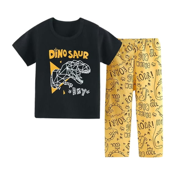 SONGGE Toddler Outfit Sets Children Home Wear Cartoon Cute Boys Girls O-Neck Short Sleeve T-Shirts Pants Lovely Clothes Sets