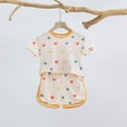 thumbnail image 1 of SONGGE Toddler Outfit Sets Girl Ruffle O-Neck Short Sleeve Strawberry Print T Shirt Tops Shorts Loose Sportswear Back To School Stylish Clothes Sets, 1 of 2