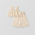 thumbnail image 1 of SONGGE Toddler Outfit Sets Spring Summer Girls Color Polka Dot Set Sweet Wind Haler Tops Wide Leg Pants Two Piece Set Back To School Comfort Clothing Sets, 1 of 8