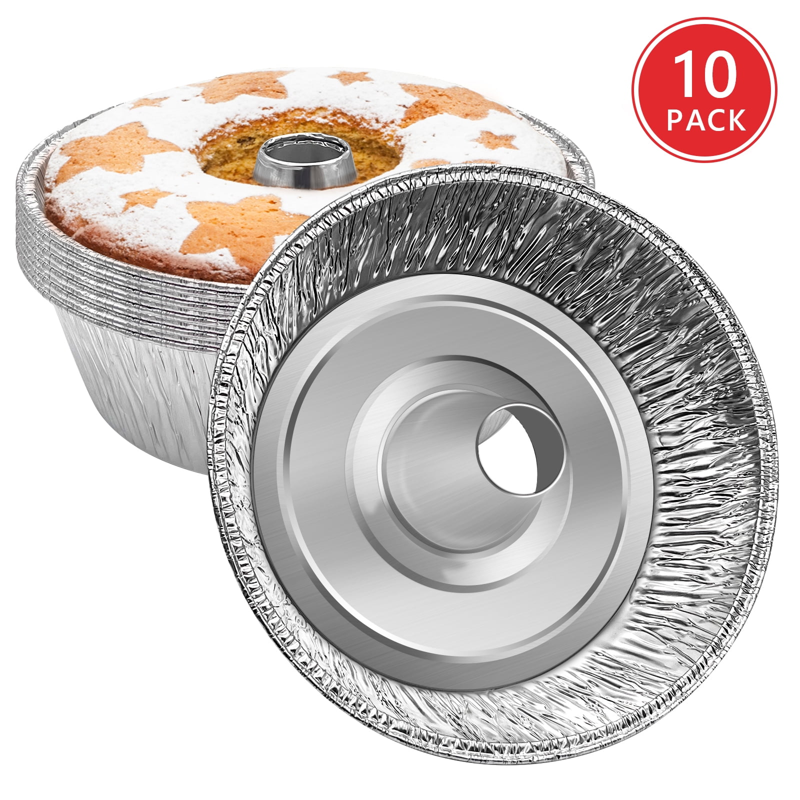 "SONGLAM Portable 10-Pack Disposable Round Bundt Cake Pans, 10