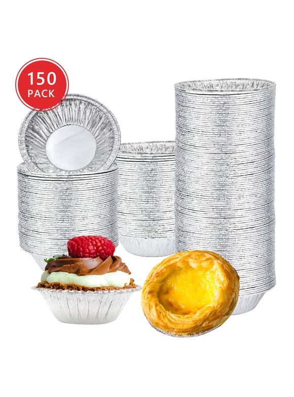 SONGLAM 150-Pack Aluminum Round Baking Cups, Disposable Muffin Liners, Foil Mini Muffin Cups - 2.76'' x 1.1''