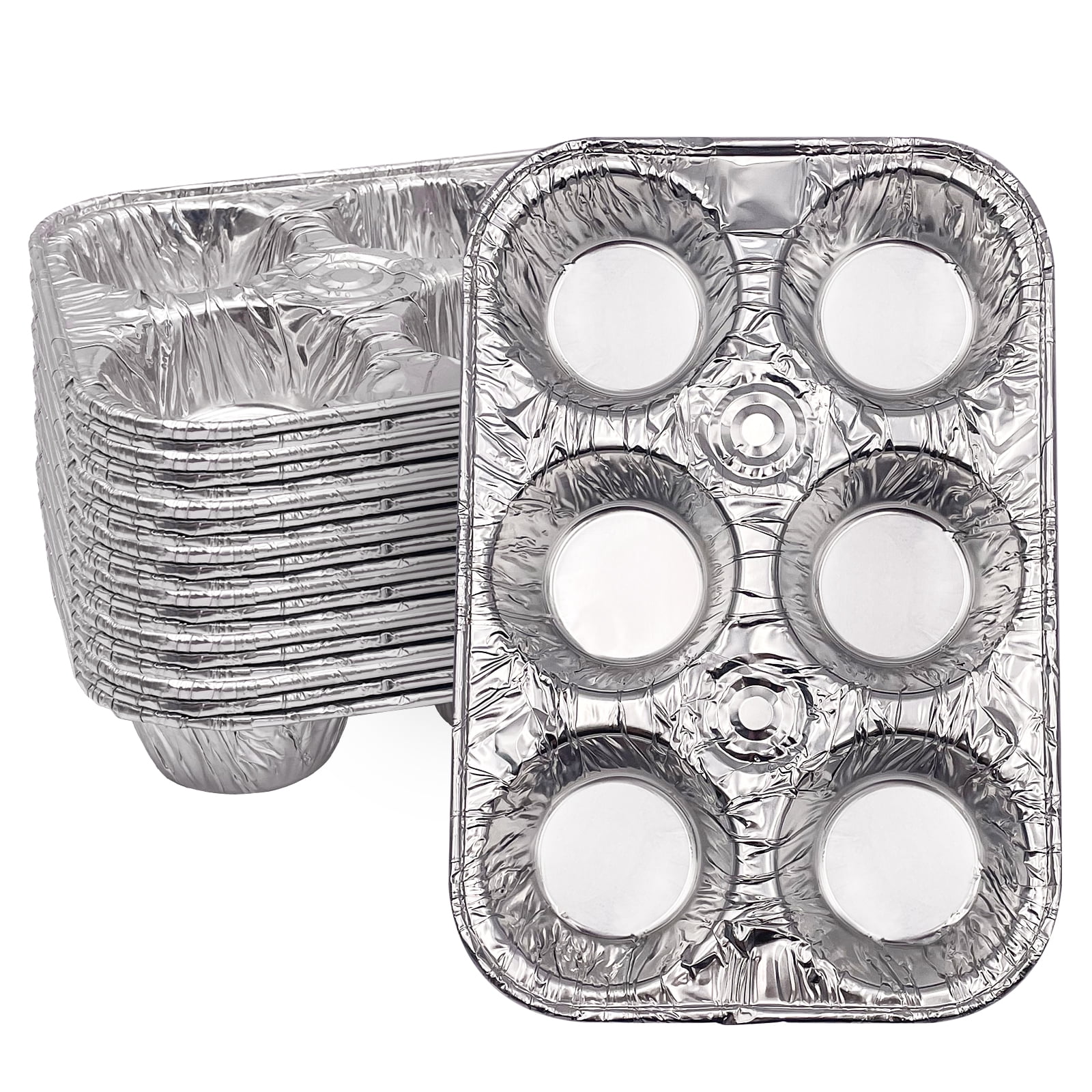 SONGLAM 20Pack Disposable Foil Muffin Pans Aluminum 6 Cup Baking